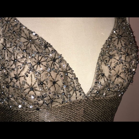 Scala Silver Cocktail Dress, Sz 8 Please Review All Pics No Returns Or Refunds - Picture 14 of 15